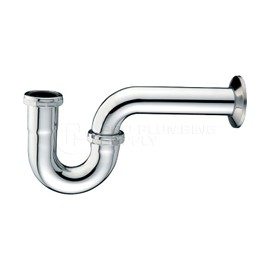 Highcraft Brass P-Trap 1-1/4" Basin Sink Waste Trap with Flange 17-Gauge Sink Trap for Bathroom Sink Tubular Drain Applications, Chrome Plated Brass Drain Trap