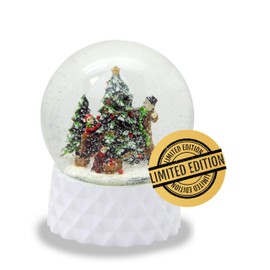 Pure-Line 20167 Snowglobe Nostalgia Christmas Tree Decoration on Base Cubic White | Shaking Ball | Height: 12 cm W: 10 cm
