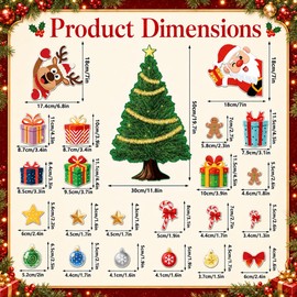 Magnetic Christmas Tree Fridge Magnets Decorations - Indoor Xmas Holiday Decoration Set with Santa, Reindeer, Reusable Festive Stickers for Fridge, Car, Metal Door, Mailbox & Home Kitchen Decor