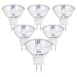 MR16 Halogen Bulb 35w 12v 2-Pin Gu5.3 Base, 2700k Warm White Dimmable, Long-Life 35w Halogen Bulb 6 Packs, with Transparent Glass Cover, Suitable for Landscape Lights, Track Lights