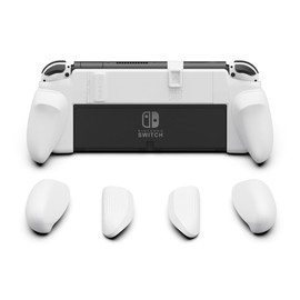 Skull & Co.Switch "NeoGrip" Ergonomic Interchangeable Grip for OLED Models Precision Lightweight Expandable Design Fits Any Hand Size "White"