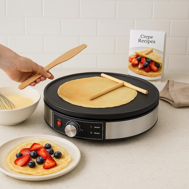 Morning Star 12-Inch Electric Crepe Maker with Nonstick Cooktop |
