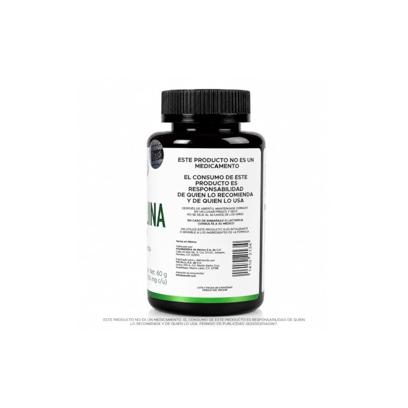 PACALLI Espirulina 500mg - 120 Cápsulas - Suplemento