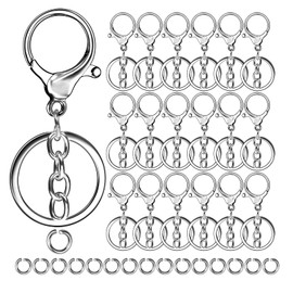 40Pcs Keyring Clip with Key Rings Kit 20 pcs Open Jump Rings 20pcs Keychain Hook with Chain Metal Swivel Lobster Clasps Swivel Lanyard Snap Hooks for Hanging Crafts