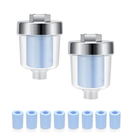 WJUAN Pack of 2 shower filters for 1/2 inch connections, shower filter with 10 interchangeable blue filters, effective filtering of water impurities, line filter for bathroom or kitchen