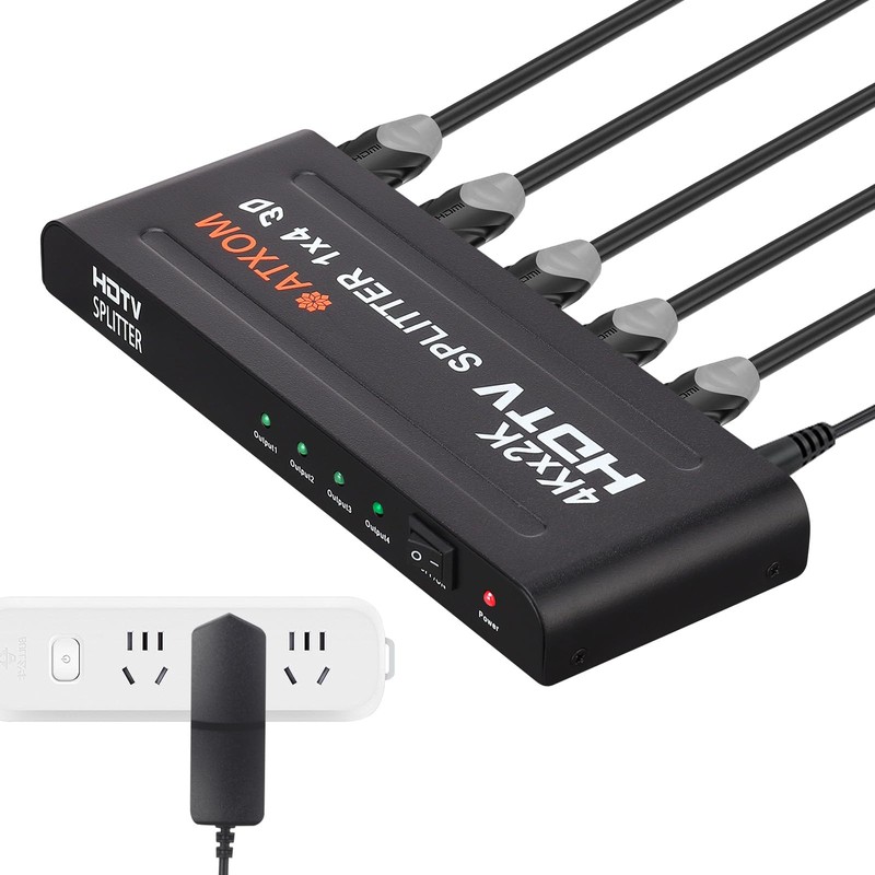 ATXOM HDMI Splitter 1 in 4 Out - 1x4 HDMI