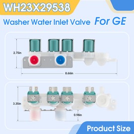OEM WH23X29538 Washer Water Inlet Valve Compatible with GE Washer, Replaces 33090201 4977241 AP6990115 PS16217225 EAP16217225 0024000126GB C-163/21-A13