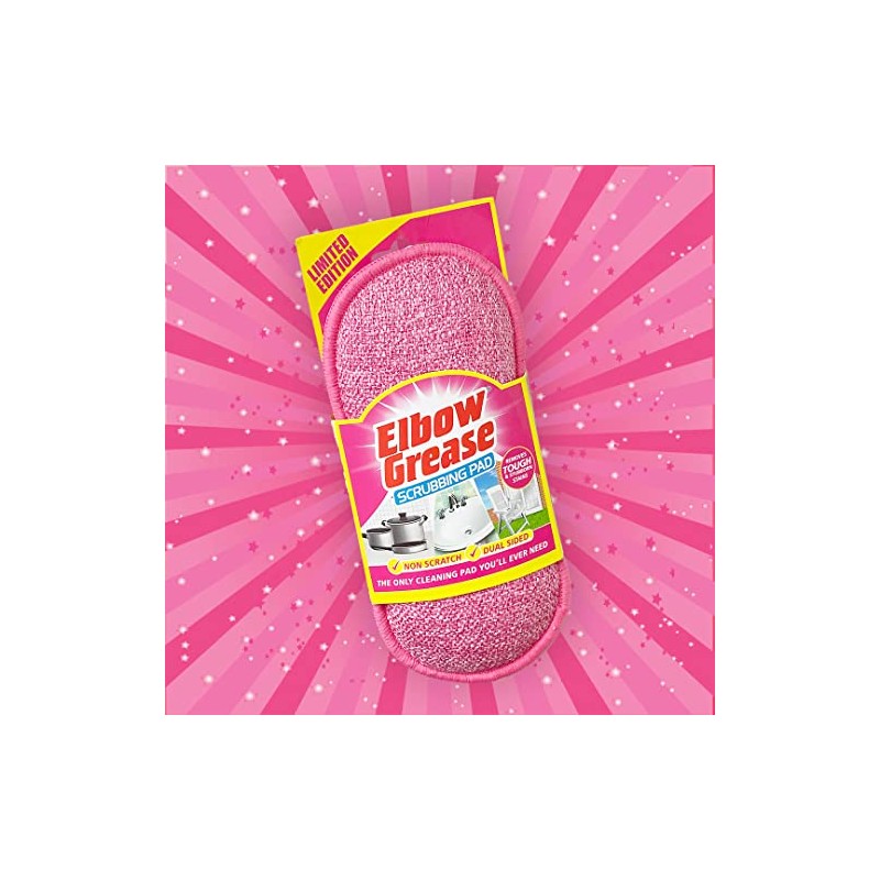 Elbow GreasePink Scrubbing Pad, Dual Sided Sponge, Washable, Reusable, Non-Scratch