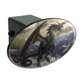 GRAPHICS & MORE Rogue Dragon Winter Mountain Top Oval Tow Trailer Hitch Cover Plug Insert