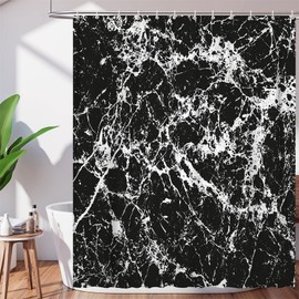 DuriLolly Black White Shower Curtain 71x71 inch Abstract Marble Shower Curtain for Bathroom Modern Aesthetic Ink Graffiti Art Bathroom Decor Accessories Waterproof Fabric Curtains