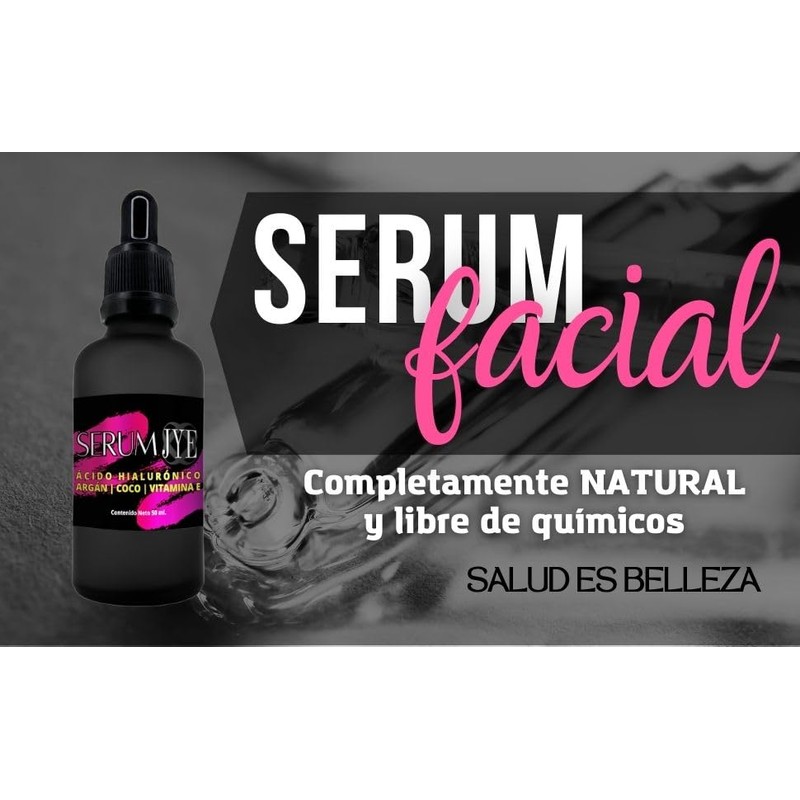 Serum Facial con Acido Hialurónico, Argán, Vitamina E, Coco 50ml,