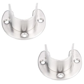 MTQY 2PCS 32mm Stainless Steel Closet Rod Holders Heavy Duty U Shaped Curtain Rod Retainer Flange Setting Rod Retainer with Screw Wardrobe Rod Holder