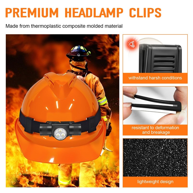 12 Pack Hard Hat Light Clips for Headlamp, Hardhat Light