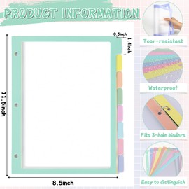 gisgfim 16Pcs/2 Set 8 Tab Dividers for 3 Ring Binder 8 Color Clear Plastic Binders Divider with Tabs 3 Hole Punched Folder Sheet Protector Index Organizer for School Office Supplies(Pastel)