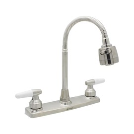 Mezcladora para Fregadero, Grifos de Cocina, Llaves para Fregadero de Cocina Flexible, Mezcladora para Cocina con Dos Asas, Grifo de Cuerpo Principal de Latón, Acabado Cromo Espejo, SP-80009