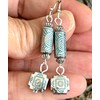 Etched Silver and Patina Dangle Earrings. Jewelry Earrings for Women