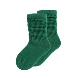 DOOVID Toddler Slouch Socks Knee High Socks Kids Boys Girls Cotton Long Crew Socks Green 6-8 Years