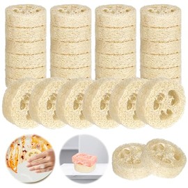 30 almohadillas de esponja natural de luffa, 100% esponja de luffa, jabonera de lufa para ducha, baño, cocina, encimera