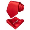 JEMYGINS Red Tie Silk Necktie and Pocket Square With Tie