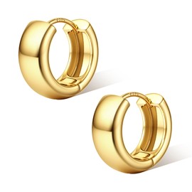 FIOROYAL Sterling Silver Earrings for Women Silver Gold Hoop Earrings Chunky 14K Gold Plated Small Hoop Earring Hypoallergenic Lightweight Huggie Silver Hoop Earrings G8