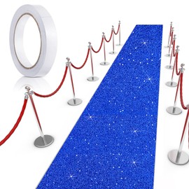 Tatuo Carpet Runner Runway Rug 55 GSM Thickness with Carpet Tape for Prom Wedding Party Outdoor Indoor Hallway Rug(2.46 x 65.6 Feet,Glitter Blue)