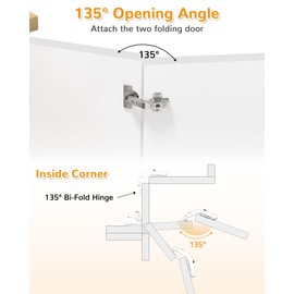 Chibery 2 Pack 135° Lazy Susan Hinges, Kitchen Corner Cabinets, 4D Adjustment, Concealed Self Closing, Easy Installation with Clip-on Plate, Hidden Surface Mount for Folded Cupboard, Folden Door