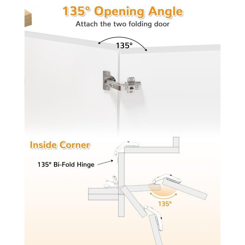 Chibery 2 Pack 135° Lazy Susan Hinges, Kitchen Corner Cabinets,