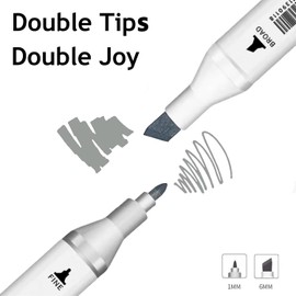 6pcs Grey Gray Alcohol Markers Set for Building Interior Design, Dual Tips Art Markers Drawing Sketched Double Tipped for Adults Kids (Cool Grey)