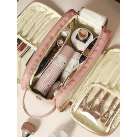 Portable Makeup Bag, Fall¬†Large Capacity Cosmetic Storage Bag, Travel Accessories,¬†Zipper Makeup Organizer Pouch, Versatile Storage Stationery, Travel Bag, Fall Outfits, Fall Freshness:_Baby Pink_Please Refer To The Pictures for Dimensions