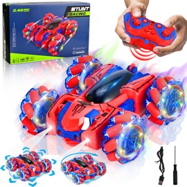 GOLDGE Remote Controlled Car, 2.4 GHz 360° Spin RC Car 4WD Remote Controlled Cars with Cool LED, RC Car Toy from 6-12 Years Boys Girls, Remote Controlled Car from 6-12 Years for Indoor Outdoor Use