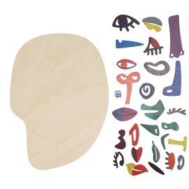 Kids Wooden Puzzle Board 26 Blocks Face Shaped Improve Imagination Face Match DIY Educational Toy