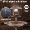 Patiojoy 3-In-1 Pedestal Bird Bath w/ Solar Light with Bird