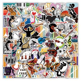 Orchestral Music Stickers 100 Pack Laptop Stickers,Vinyl Waterproof Stickers for Water Bottles Skateboard Scrapbook Bike Computer,Phone,-Graffiti Stickers Pack for Teens Girls Kids Adults(Musical Instrument)