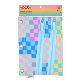 Case Yoobi Double Zip Binder Pencil Case Multicolor Checkered