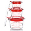 M MCIRCO 6 Pcs Glass Measuring Cups with Lids Set,