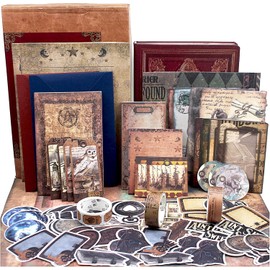 Diuhofart Kit de Suministros para Scrapbooking, Kit de Scrapbook Mágico Vintage para Bullet Journal, Papelería, Cuaderno Rayado A6, Suministros para Journaling DIY, Regalo de Manualidades de
