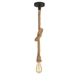 Lámpara Colgante de Cuerda de Cáñamo, 100CM Lámpara Colgante de Cuerda, Base E27 Luz de Techo (1 Lamp Holder), Vintage Lámpara Colgante para Restaurante Bar (Bombillas No Incluidas)