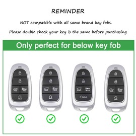 Jayanes Genuine Leather Key Fob Cover Compatible with Hyundai 2022-2024 Tucson, 2019-2023 Sonata, 2021-2024 Santa Cruz, 2022-2025 Palisade, Key Fob Case with Keychain & Lanyard (5 Buttons, Black)