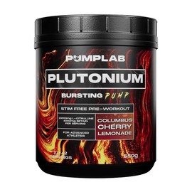PumpLab Plutonium – Stimulanzienfreies Pre-Workout mit L-Citrullin, Betain & Rote-Bete-Pulver, Geschmack: Schwarze Johannisbeere, 550 g Koffeinfreier Performance-Booster