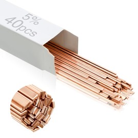 Tandefio 40 Sticks Brazing Rods Bcup-5 Silver Solder Phos Copper Brazing Alloys Flat Welding Rods Industry 0.050"x1/8"x10" for Air Conditioning Refrigerator Cold Storage HVAC Units(5% Silver)