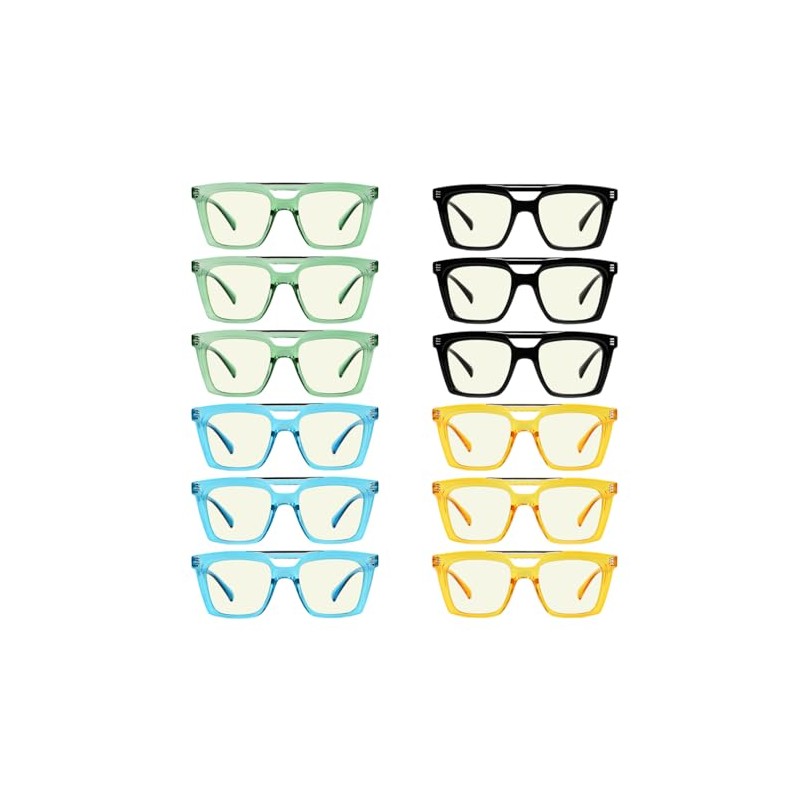 Eyekepper 12 Pack Square Blue Light Blocking Reading Glasses Double