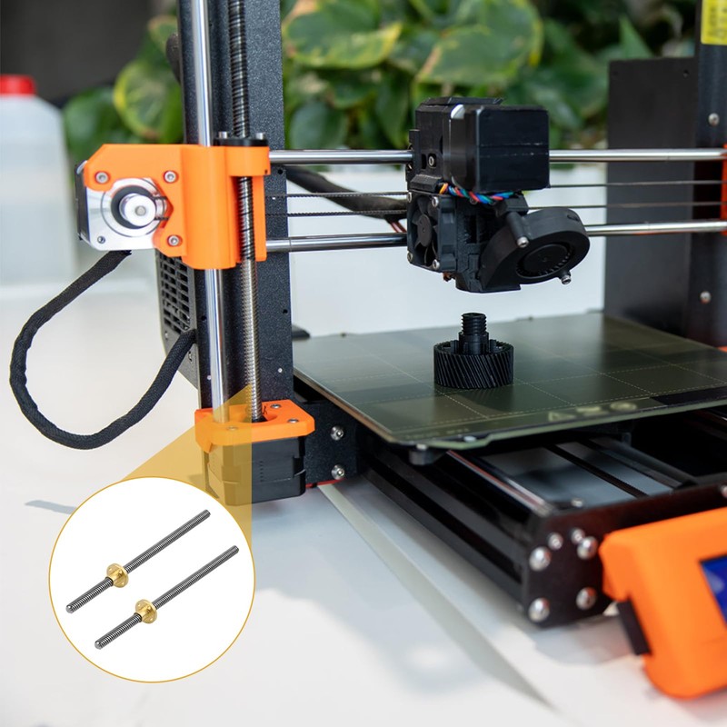 2-Piece 200mm Tr8x8 Thread Spindle Set with Acme Thread for