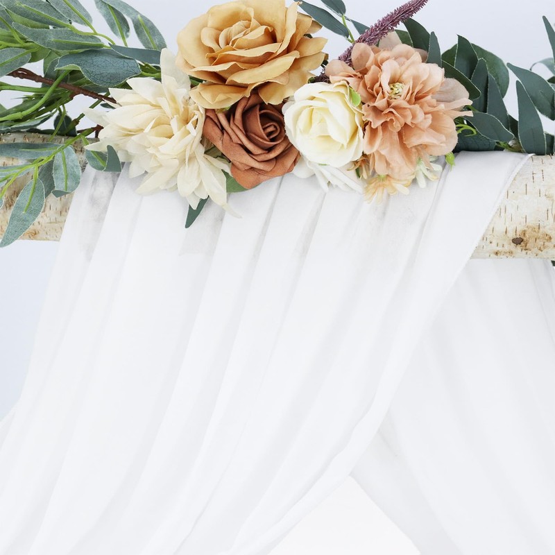 FANPROMS Wedding Arch Drapes White Sheer Fabric 18FT 2 Panels