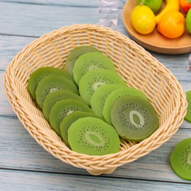 Meiwlong 20 PCS Artificial Kiwi Slices Realistic Fruit Blocks Fake Plastic Realistic Fruit Ornament Home Decoration Office Party Festival Wedding Photography Prop
