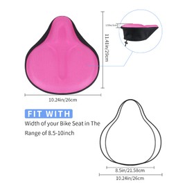 MSDADA Large Gel Bike Seat Cover Padded, Soft Bike Seat Cover Cushion for Men & Women, Comfortable Bike Accessories Gel Seat Cover for Bike, Outdoor Indoor Cycling(Pink)