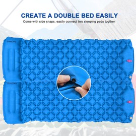 BreezCamp Camping Sleeping Pad, Ultralight Inflatable Mattress with Pillow Built-in Foot Pump for Outdoor Hiking Travel Tent Backpacking Trip Car, Compact Lightweight Camping Mat, Blue