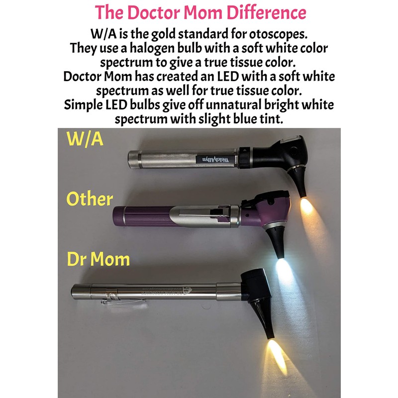 Third Generation Dr Mom Slimline Stainless LED Pocket Otoscope with