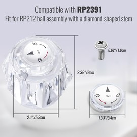 Shower Knob Replacement Compatible with Delta RP2391 Single Clear Knob Handle Kit, Shower Bathtub Tub Faucet Handle Replacement with Button and Set Screw (1)