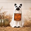 Halloween Ghost Dog Pumpkin Resin Figurine Hand-Painted Outdoor Indoor Holiday