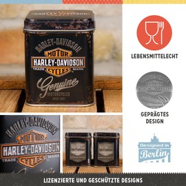 Nostalgic-Art Retro Tea Canister 100g Harley-Davidson - Genuine Logo - Gift Idea for Bikers - Loose Tea Bag Storage - Vintage Design